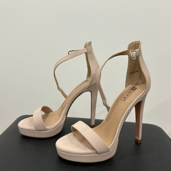 IDIFU Janice Stiletto Heel Sandals Women's Shoes Size 7, Nude Nubuck - Picture 2 of 3